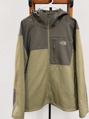 The North Face Men’s XL Apex Risor Hooded Softshell Jacket Olive Green Full Zip